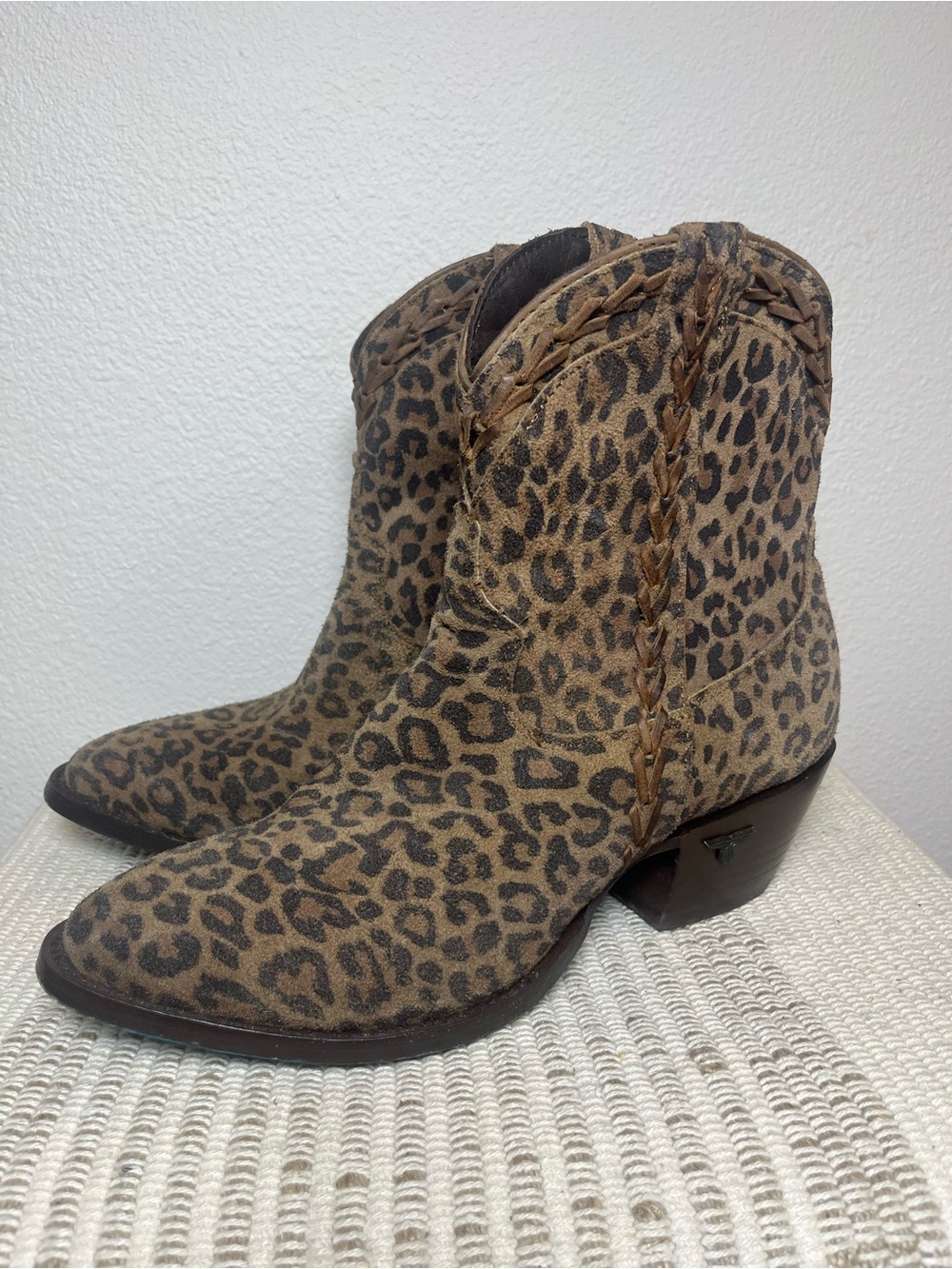 Leopard Print Ankle Booties - Brown